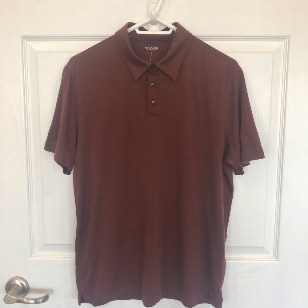 Proof 72 hour merino wool blend polo shirt snaps at neck like new no flaws. M